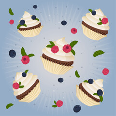 seamless background with cupcakes