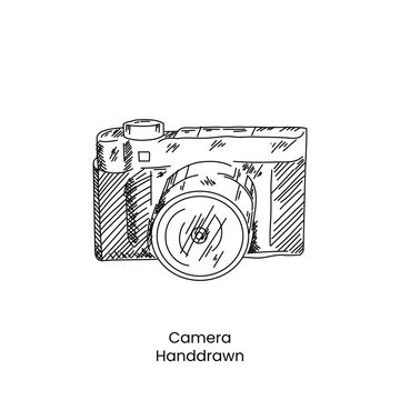Modern Camera Digital Handdrawn Line Art Vector