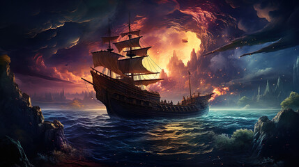 Obraz premium Depiction of an incredible surreal fantasy landscape