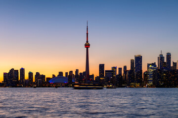 Toronto City skyline at sunset in Toronto, Ontario, Canada.