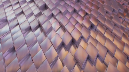 Shiny Purple Reflective Abstract Argyle 3D Tiles Moving Up And Down - Abstract Background Texture