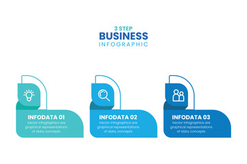 Modern Info-graphic Template for Business with 3 steps, icons for 3 options, multi-color, labels. Vector info-graphic element.