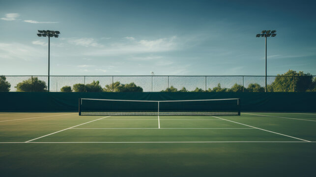 tennis court view with spotlights tennis sport theme background