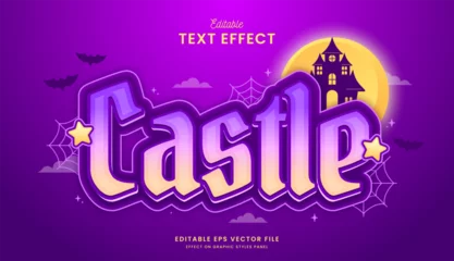 Fotobehang decorative halloween castle editable text effect vector design © OreNyee