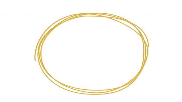 Oval frame, round selection, circle self drawing animation. Golden yellow color line.	