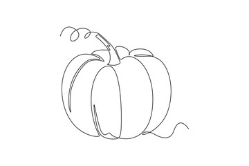 Continuous one line drawing of autumn concept. Doodle vector illustration in simple linear style. 
