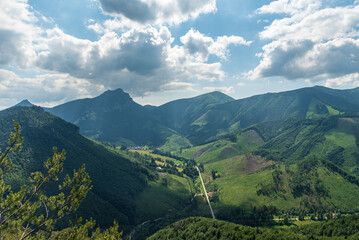 View from Zbojnicky chodnik in Mala Fatra mountains in Slovakia - obrazy, fototapety, plakaty