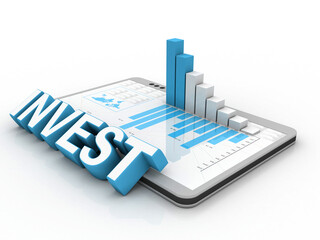 3d rendering Stock market online business concept. business Graph on mobile