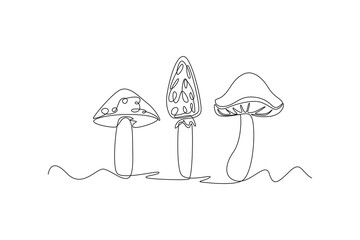 Continuous one line drawing of autumn concept. Doodle vector illustration in simple linear style. 