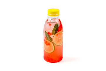 lemonade with fruit slices on white background for food delivery restaurant menu