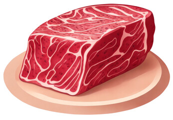 Beef on plate,Illustration,transparent background,AI Generative