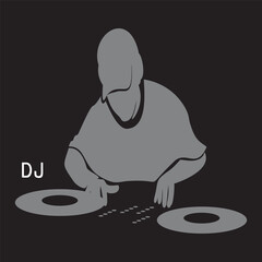 disc jockey, on black background vector illustration