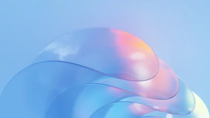 Wandcirkels tuinposter 3d abstract light blue curve transparent glass with colorful gradient color. Design for presentations, backgrounds, headers, covers. © Illustrate2Win