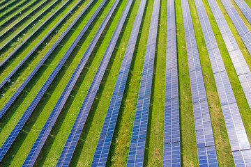 Top view of the solar power plant (close-up). Alternative green energy