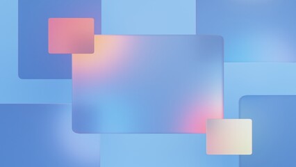 Square glass morphism with gradient color on light blue background