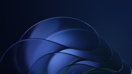 3d rendering of abstract curve blue emitter glass. Design concept for banners, backgrounds, headers, wallpapers