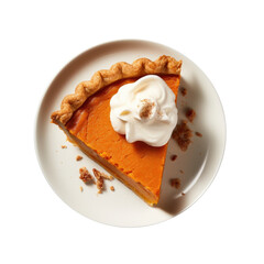 Fototapeta na wymiar Delicious Slice of Sweet Potato Pie with Whipped Cream Isolated on a Transparent Background