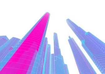 Naklejka premium Skyscrapers in the city 3d illustration