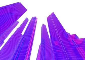 Fototapeta na wymiar Skyscrapers in the city 3d illustration