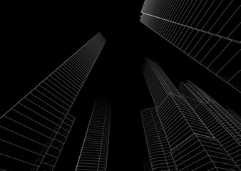 Skyscrapers in the city 3d illustration