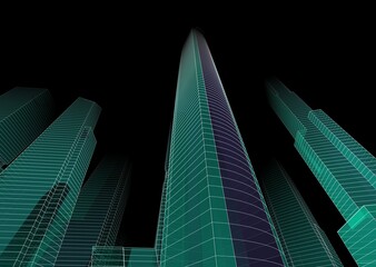 Skyscrapers in the city 3d illustration