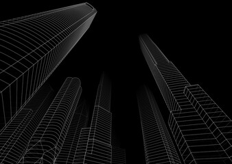 Skyscrapers in the city 3d illustration