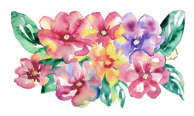 Watercolor flowers. Hand painted abstract botanical illustrations bundle. On a white background.