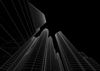Skyscrapers in the city 3d illustration