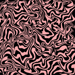 Modern liquify lines pink black background. Abstract liquify line background. Groovy 70s background wavy lines banner. Abstract swirl geometric illustration