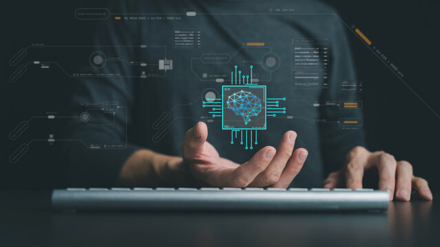 Software developer or programmer coding program with laptop. Create Intelligence innovation. Computer programming, development software engineer and architecture, digital data technology management