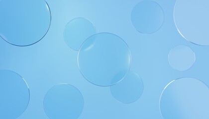 Abstract bubbles backdrop for beauty skin care products on blue background