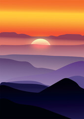 sunset in mountains
