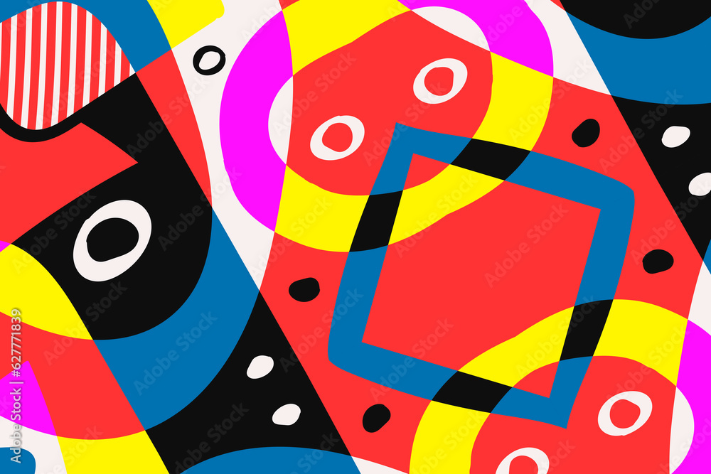 Poster modern contemporary trendy illustration. abstract hand drawn background with different color geometr