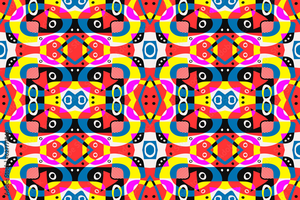 Poster modern contemporary trendy illustration. abstract hand drawn background with different color geometr