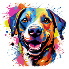 Dog colorful Comic style, White Background, highly detailed, for tshirt
