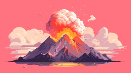 Fotobehang drawing volcano vector flat style © Dzmitry