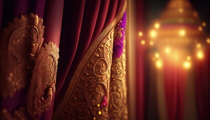 traditional and royal fabric curtain photography for cultural events generative ai