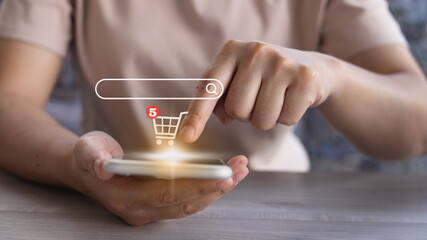 Fototapeta na wymiar online shopping concept, businessman use smartphones