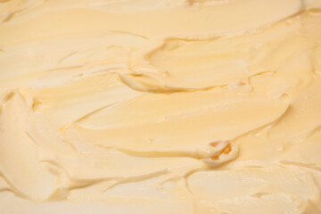 White whipped cream texture. Top view.