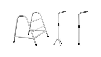 3D render of walker, Walking stick,Medical equipment concept