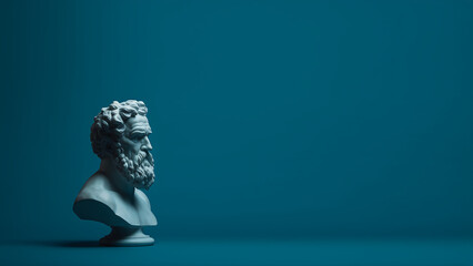 Thinking Man, Stoic Philosopher Greek Roman Style Statue, Modern Renaissance Minimalist Digital Concept