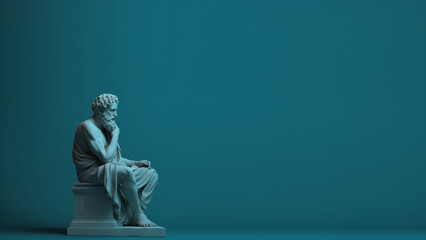 Thinking Man, Stoic Philosopher Greek Roman Style Statue, Modern Renaissance Minimalist Digital Concept - obrazy, fototapety, plakaty
