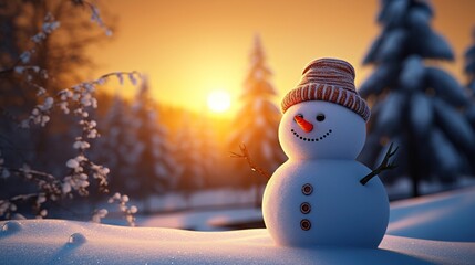 Fototapeta premium New Year's snowman, fabulous snowman Generative AI