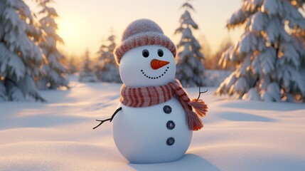 Obraz premium New Year's snowman, fabulous snowman Generative AI