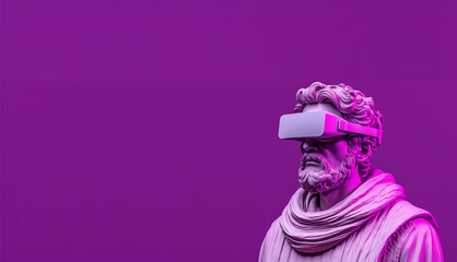 Virtual Reality Modern Digital Renaissance Man, Greek Roman Style Statue, Futurism Minimalist Concept Render - obrazy, fototapety, plakaty
