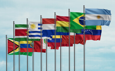 Mercosur Group of Flags - 627779456
