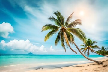 Fototapeta na wymiar palm tree on the beach generated Using AI