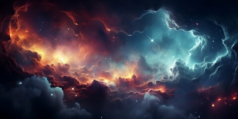 Fototapeta na wymiar Colorful space galaxy cloud nebula. Stary night cosmos. Universe science astronomy. Supernova background wallpaper.