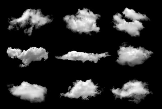 White clouds isolated on black background Clouds set on black	
