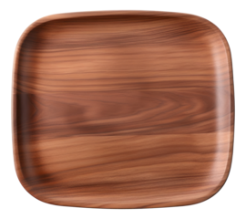 Square wooden plate isolated. Top view.